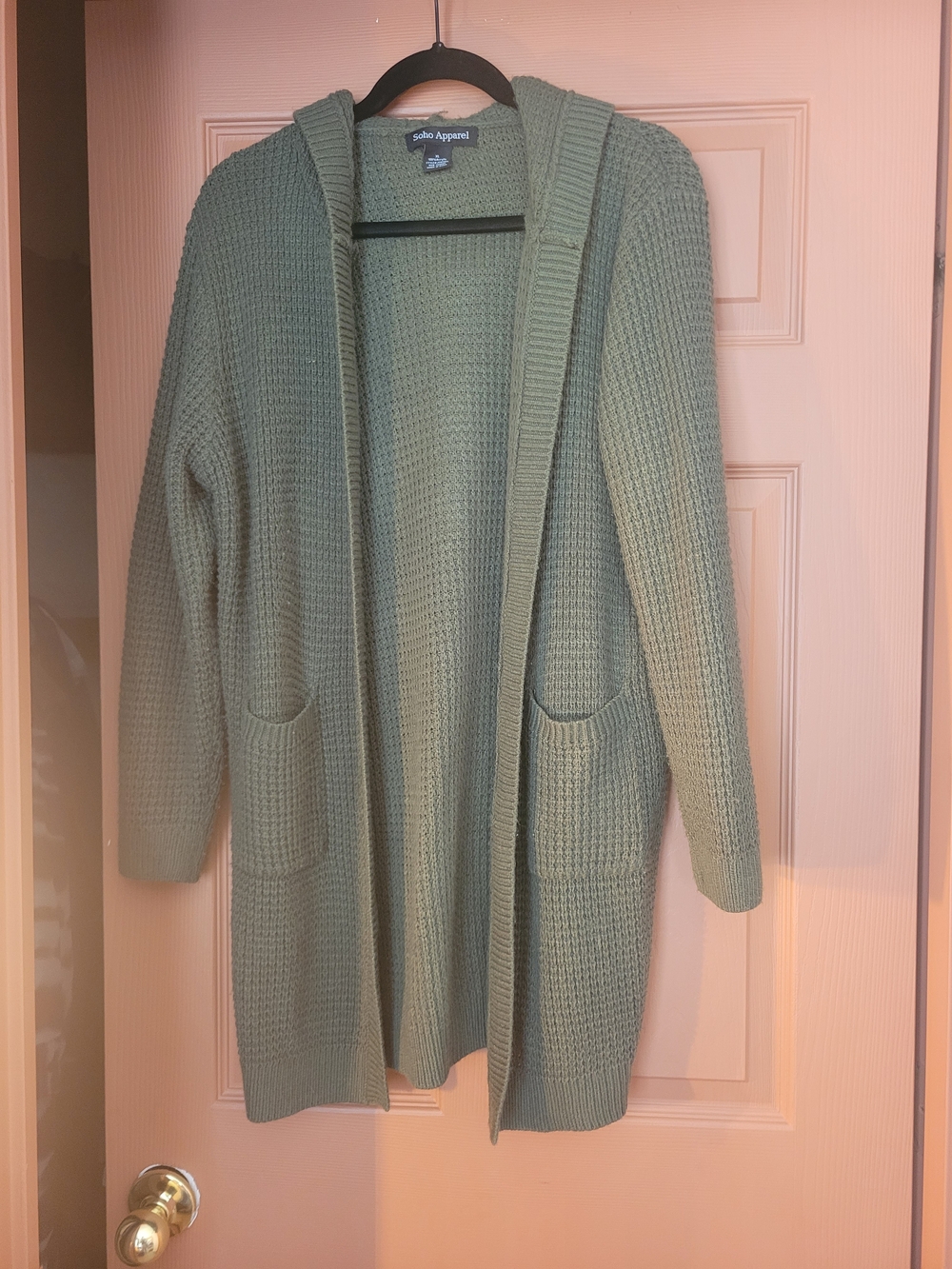 Sage Green Hooded Open Cardigan